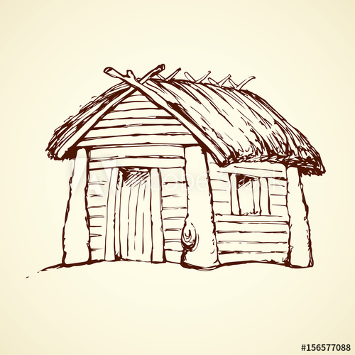 500x500 Wooden House Vector Drawing