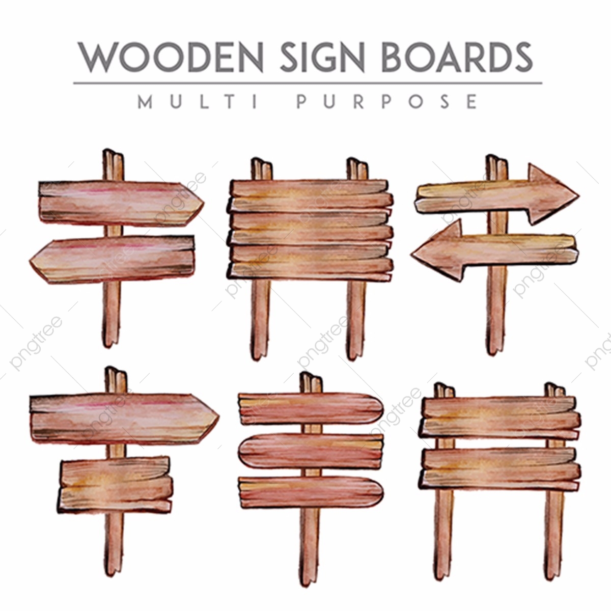 1200x1200 Watercolor Wooden Sign Boards Collection, Watercolor Vector, Sign