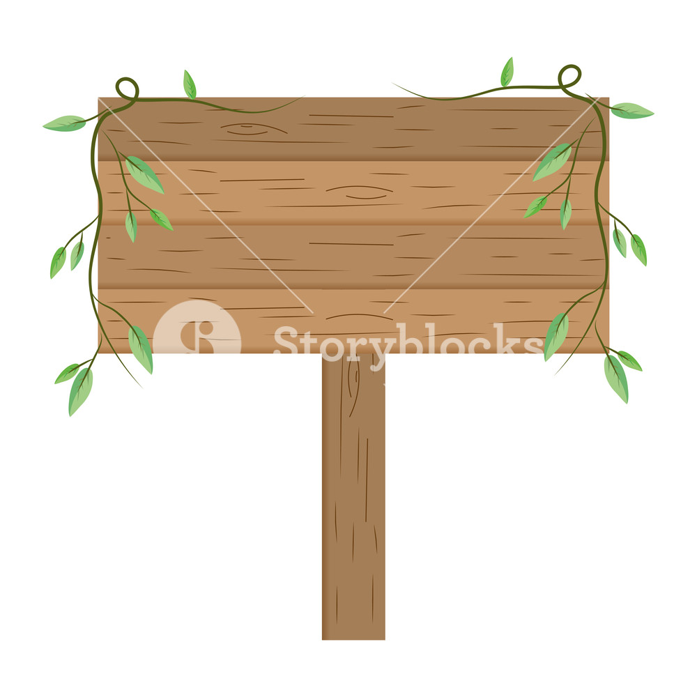 1000x1000 Wooden Sign Cartoon Vector Illustration Graphic Design Royalty