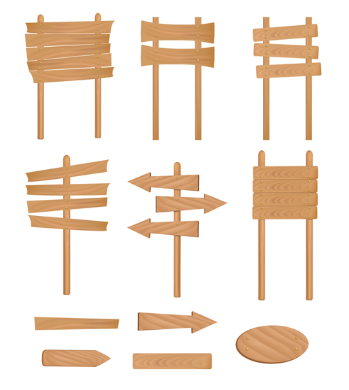 500x558 Set Of Wooden Signs And Indicator Board Vector Graphics Free