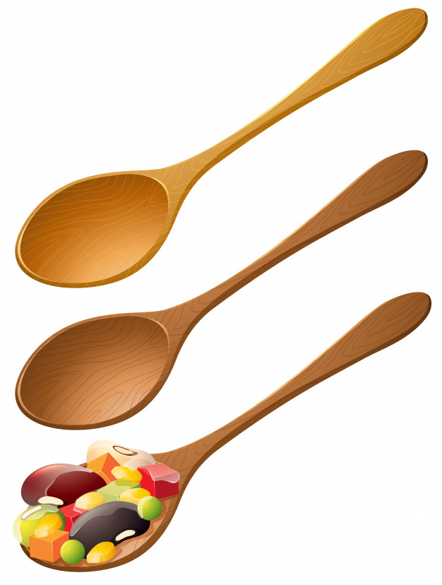 626x828 Wooden Spoons With Mixed Fruit Vector Premium Download