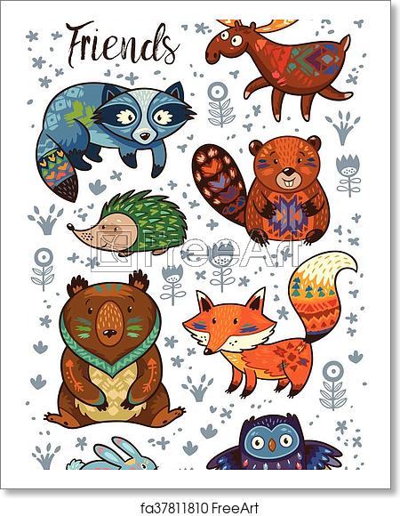 Free Art Print Of Woodland Tribal Animals Vector Set Set Of Cute 450x580 Free Art Print Of Woodland Tribal Animals Vector Set Set Of Cute