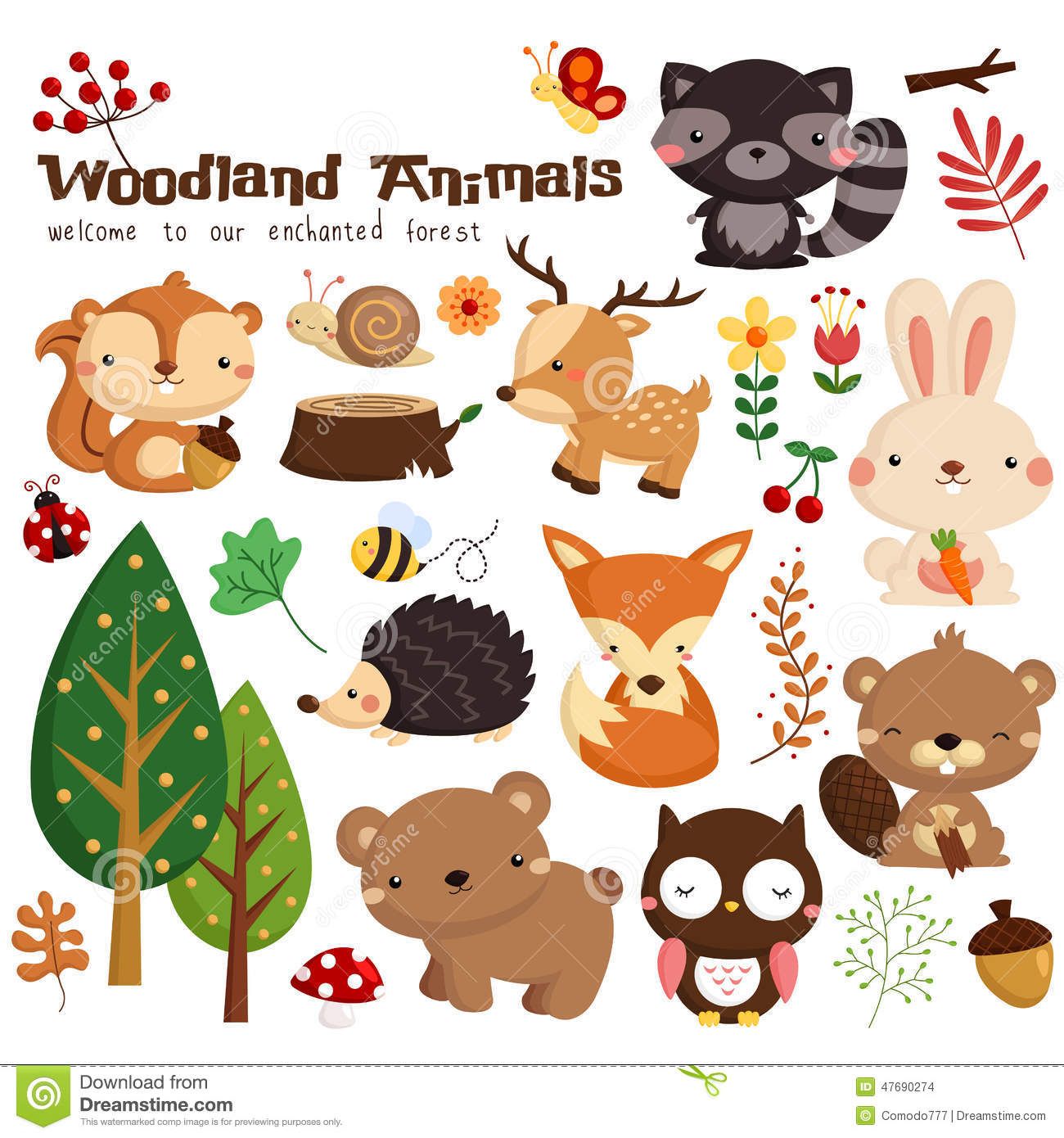 Woodland Animal Vector Set Cute 1300x1390 Woodland Animal Vector Set Cute