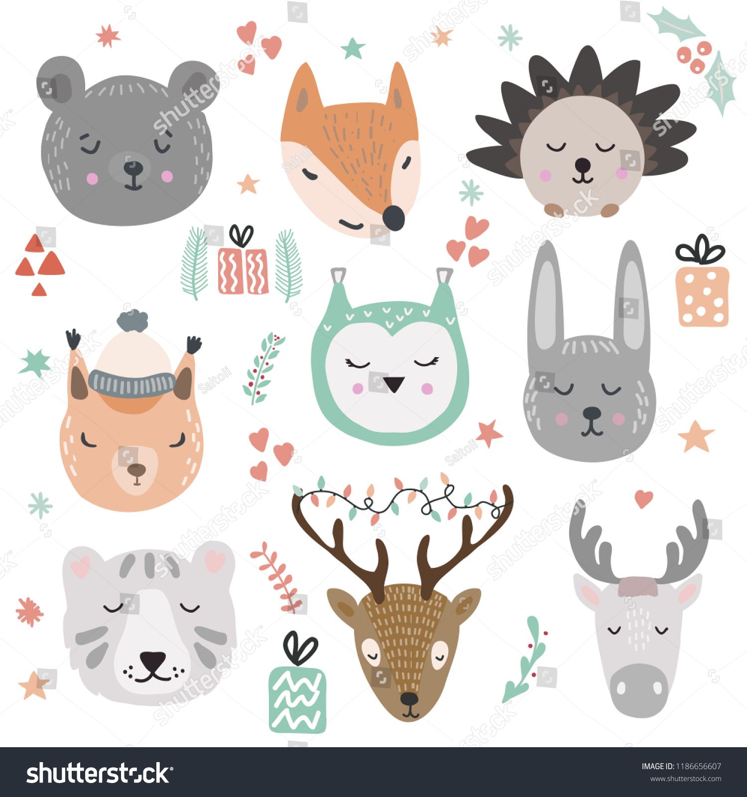 Woodland Animals Vector Illustration Cute And Funny Animal Faces 1500x1600 Woodland Animals Vector Illustration Cute And Funny Animal Faces