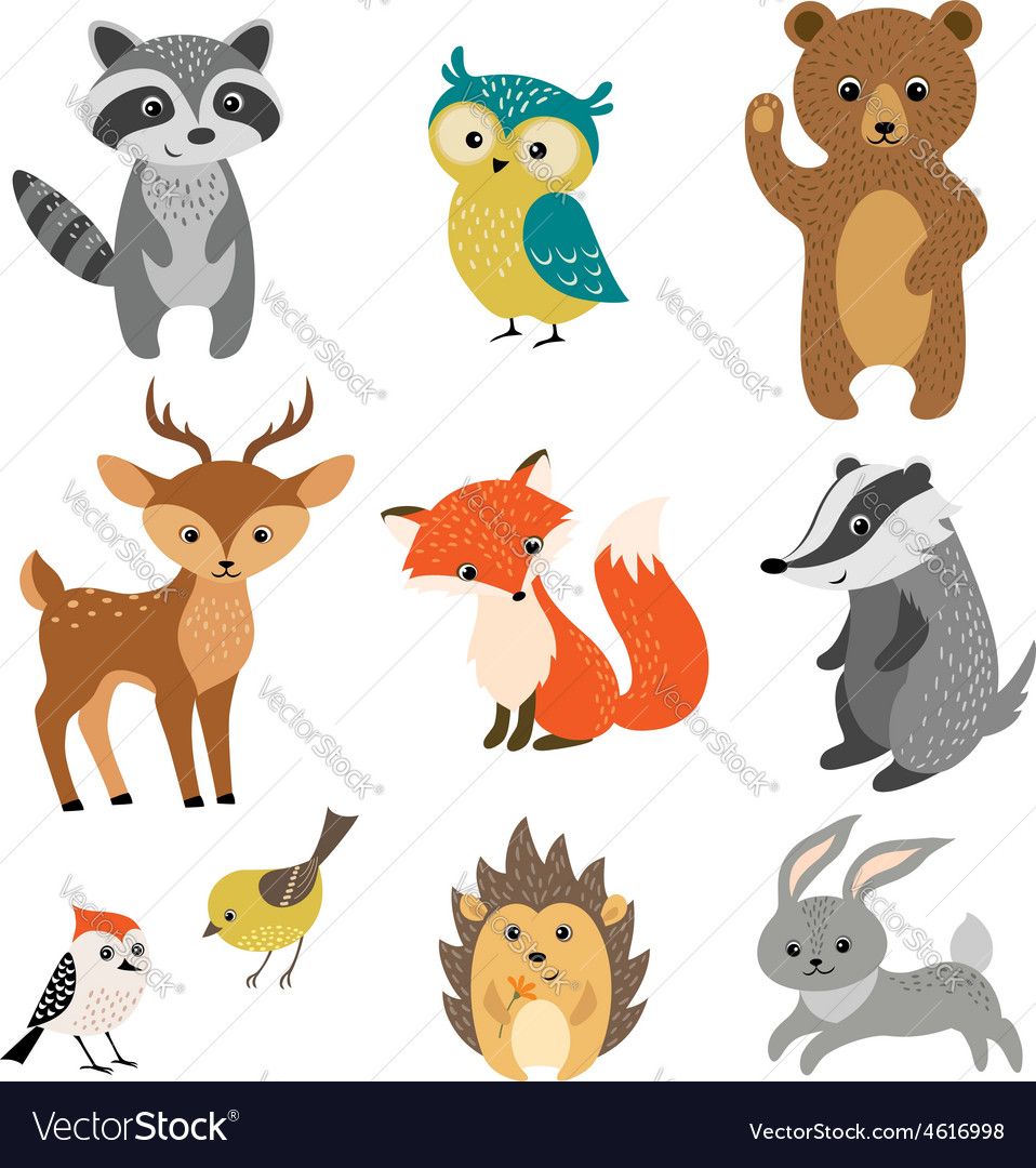 Cute Forest Animals Vector Image 958x1080 Cute Forest Animals Vector Image