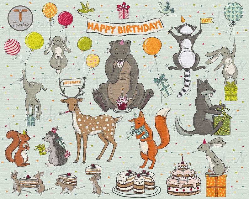 Forest Animals Birthday Clipart Woodland Birthday Commercial Etsy 794x635 Forest Animals Birthday Clipart Woodland Birthday Commercial Etsy