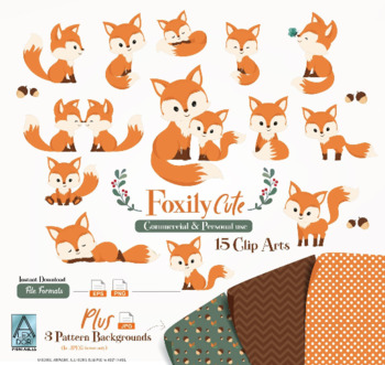 350x331 Cute Fox Clip Art, Baby Fox, Mommy, Woodland Vector Clipart Png