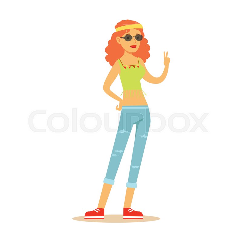 800x800 Girl Hippie Dressed In Classic Stock Vector Colourbox