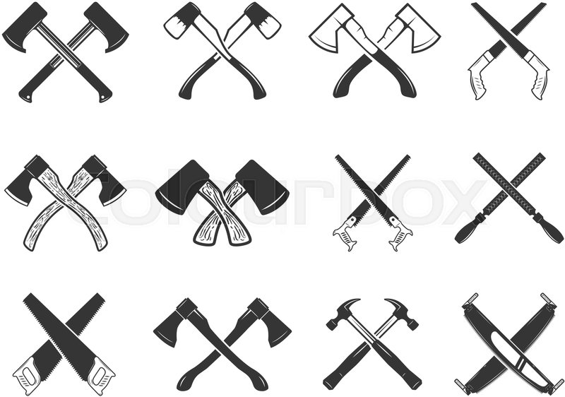 Set Of The Crossed Carpenter Tools Stock Vector Colourbox 800x562 Set Of The Crossed Carpenter Tools Stock Vector Colourbox