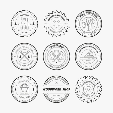450x450 Set Of Vintage Carpentry Logotypes Made In Vector Wood Work