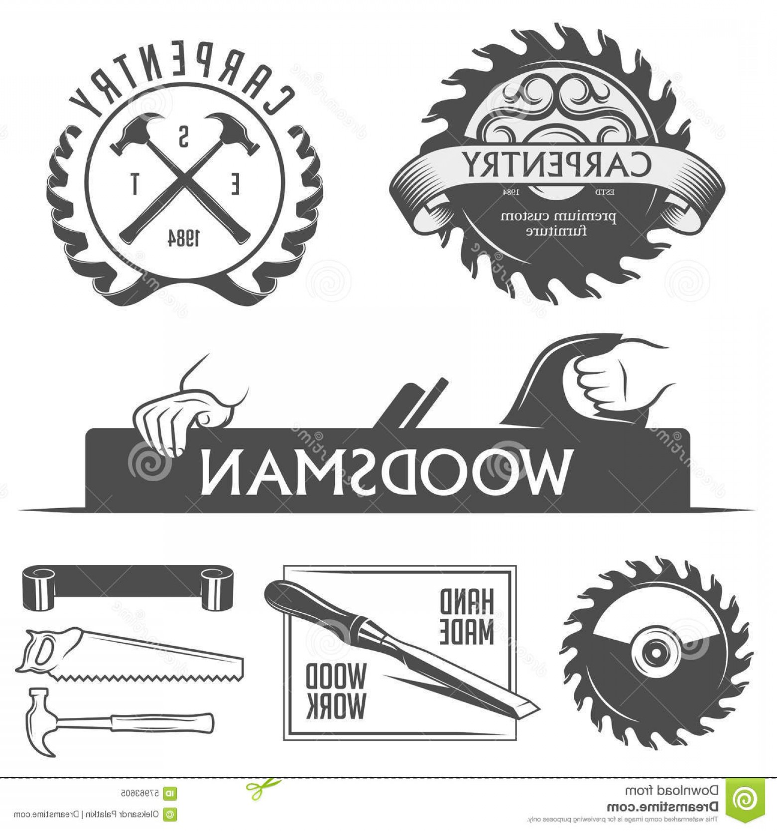 1560x1668 Stock Illustration Carpentry Woodwork Design Elements Vintage