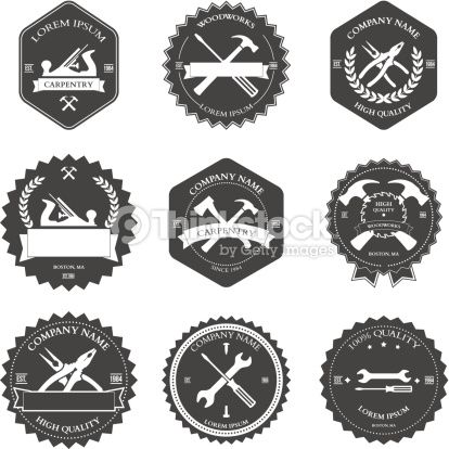 414x414 Vintage Carpentry Tools, Labels And Design Elements Vector