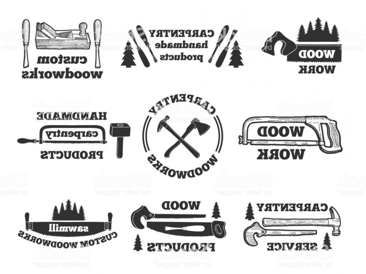 1228x921 Labels For Woodworking Shop Monochrome Illustrations