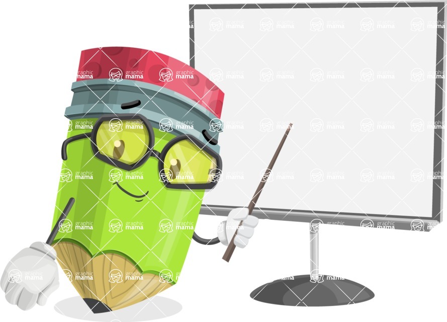 889x640 Cute Pencil Cartoon Vector Character Aka Woody The Nerdy Pencil