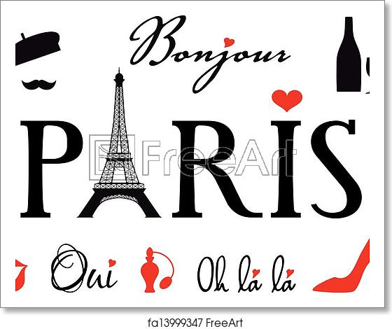 560x470 Free Art Print Of Paris With Eiffel Tower, Vector Set Paris