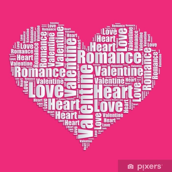 700x700 Heart Word Cloud Typography Text Word Art Vector Illustration Wall