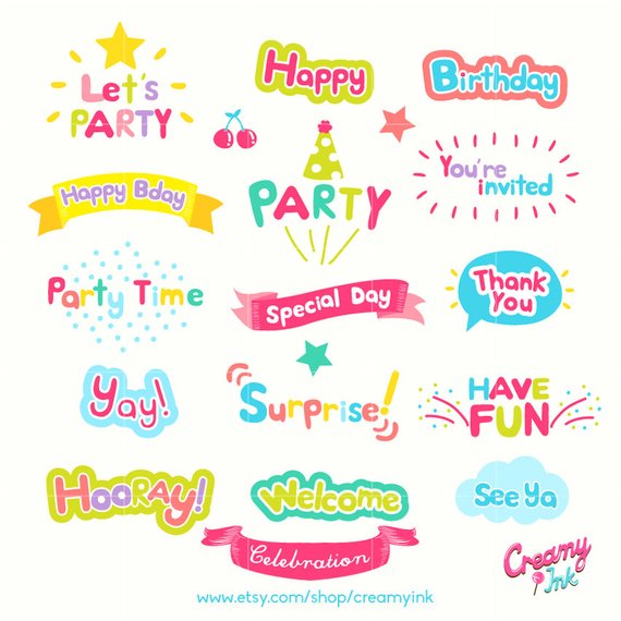 570x570 Celebration Word Art Digital Vector Clip Artparty Words Digital