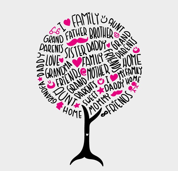 600x574 Creative Wordart Family Tree Background Vector Graphics My Free