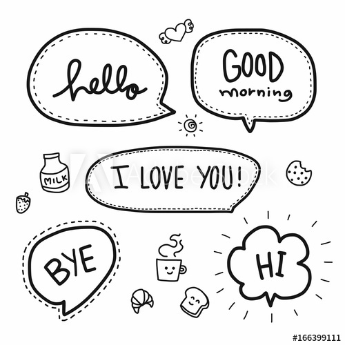 500x500 Hello Word Bubble Vector Set Illustration