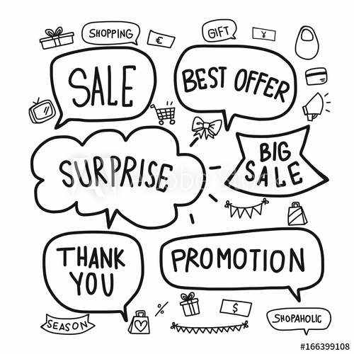 500x500 Sale Word Bubble Vector Set Illustration