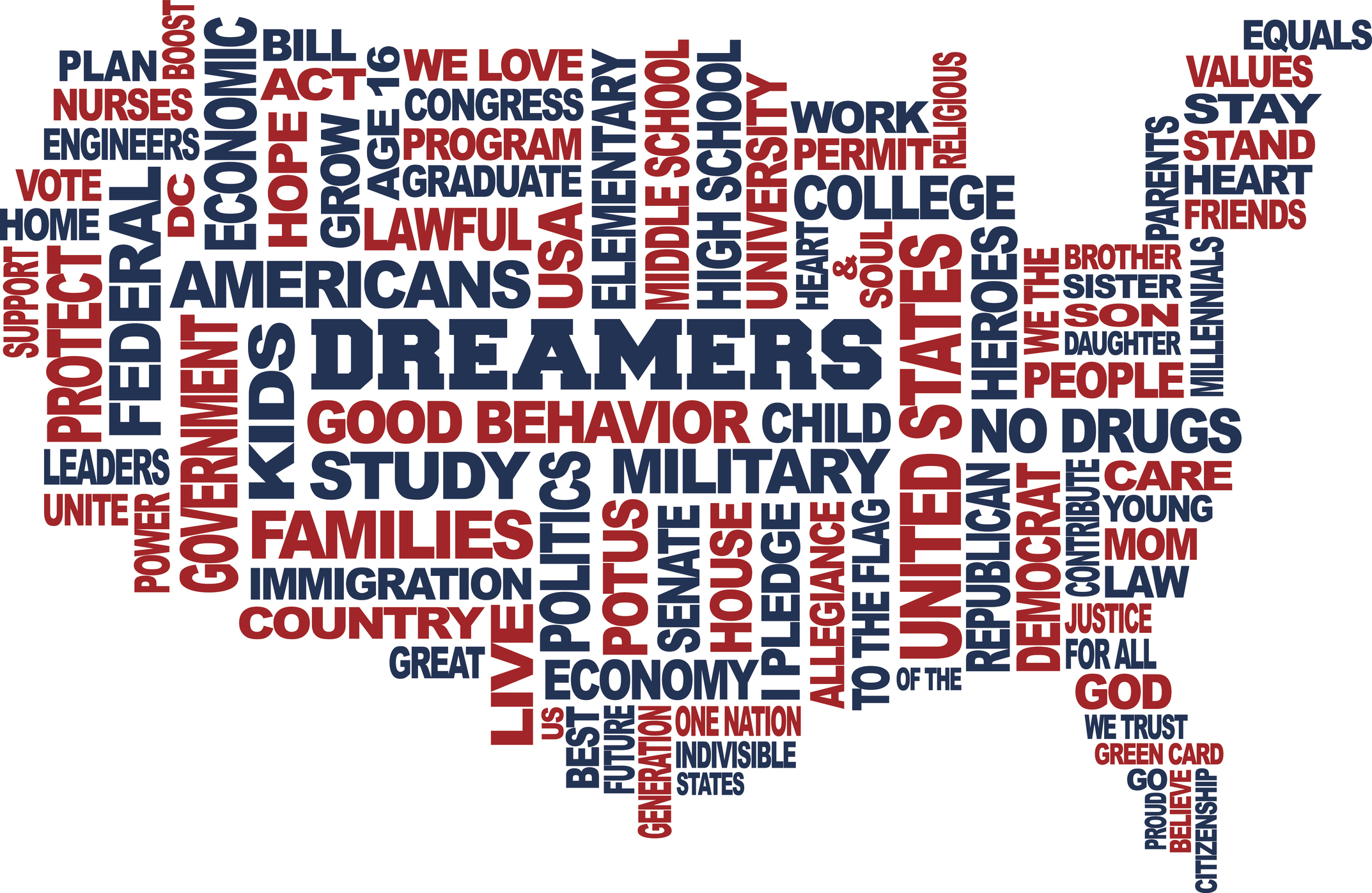 2146x1397 Dreamers Usa Map Support Concept Word Cloud Vector In White