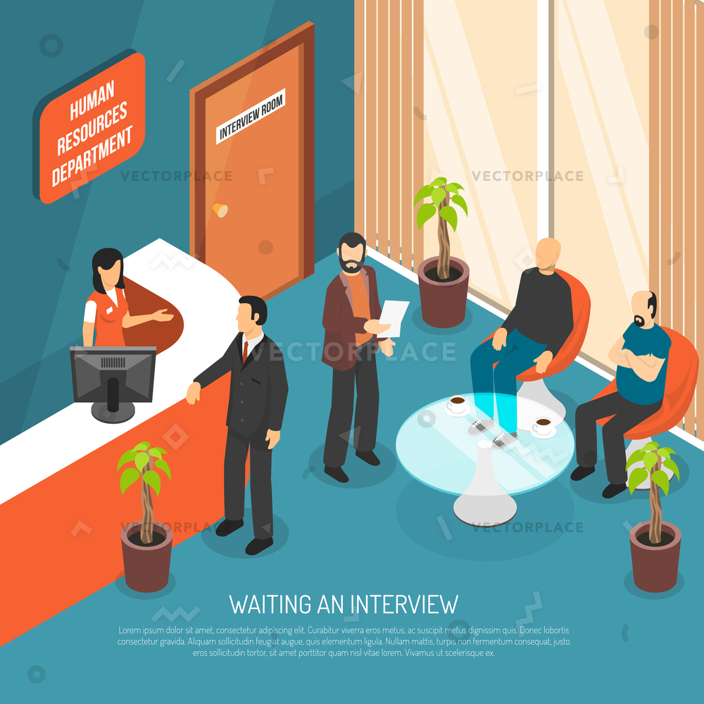 1000x1000 Interview Waiting Area Human Resources Department Vector