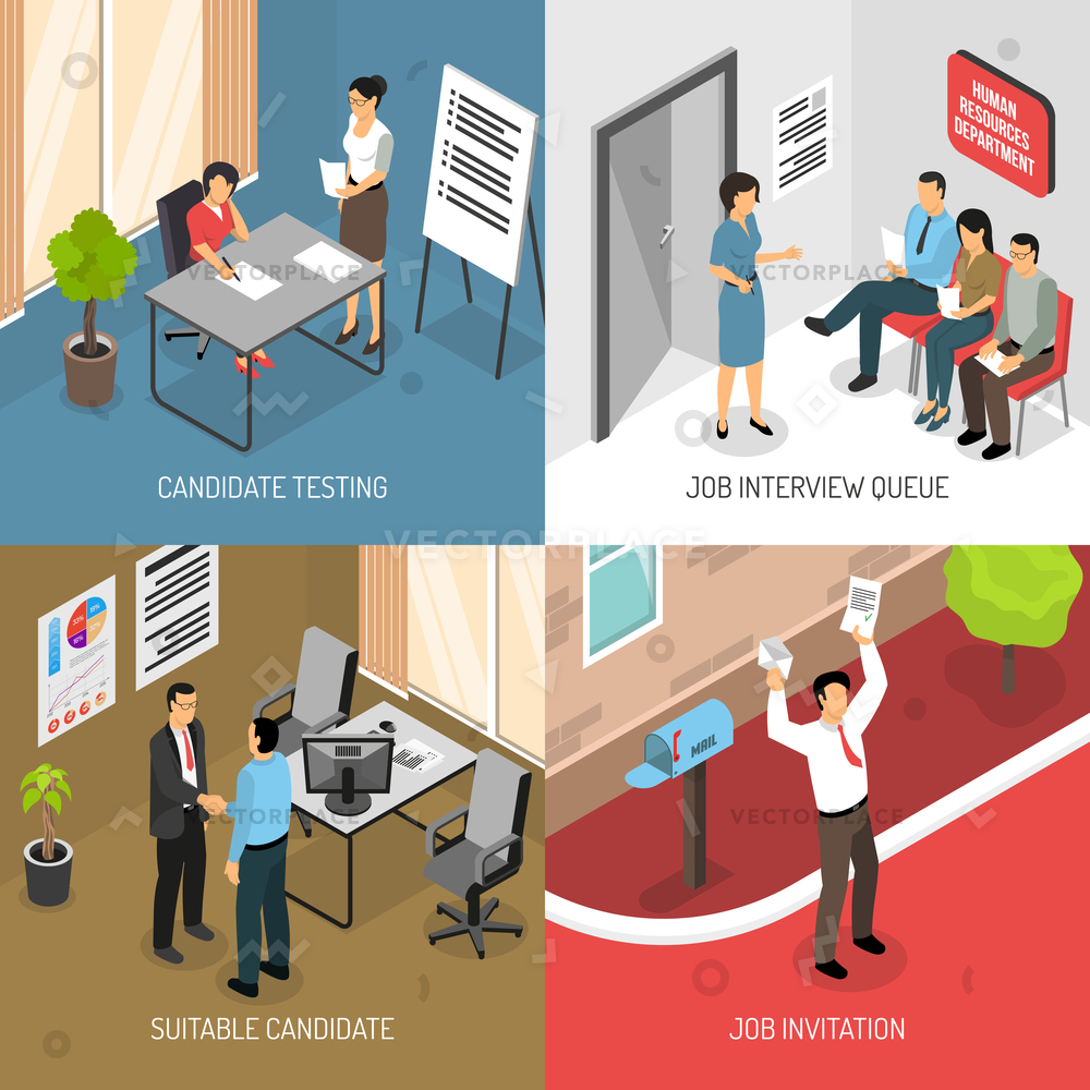 1000x1000 Job Interview Design Concept Images Receiving Vector Illustration