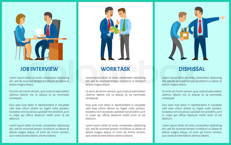 800x503 Job Interview, Work Task And Dismissal Stock Vector Colourbox
