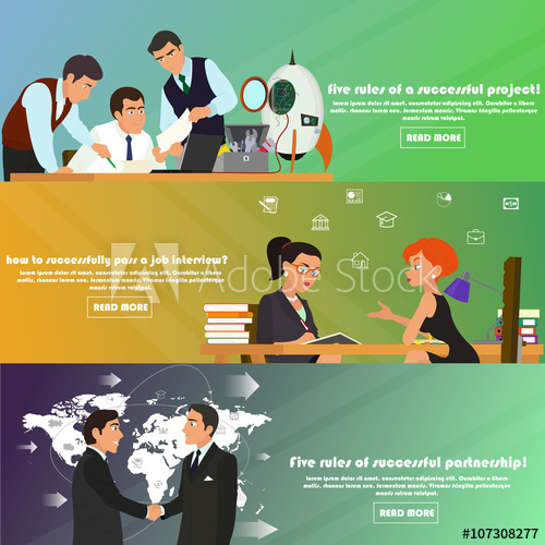 500x500 Horizontal Banners On The Theme Business, Partnerships, Teamwork