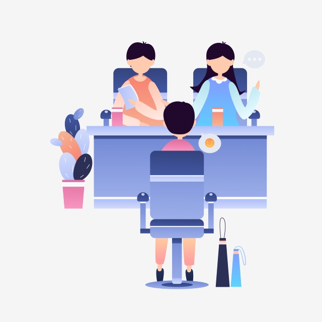 640x640 Creative Flat Stylized Job Seeker Interview Scene Vector Elements