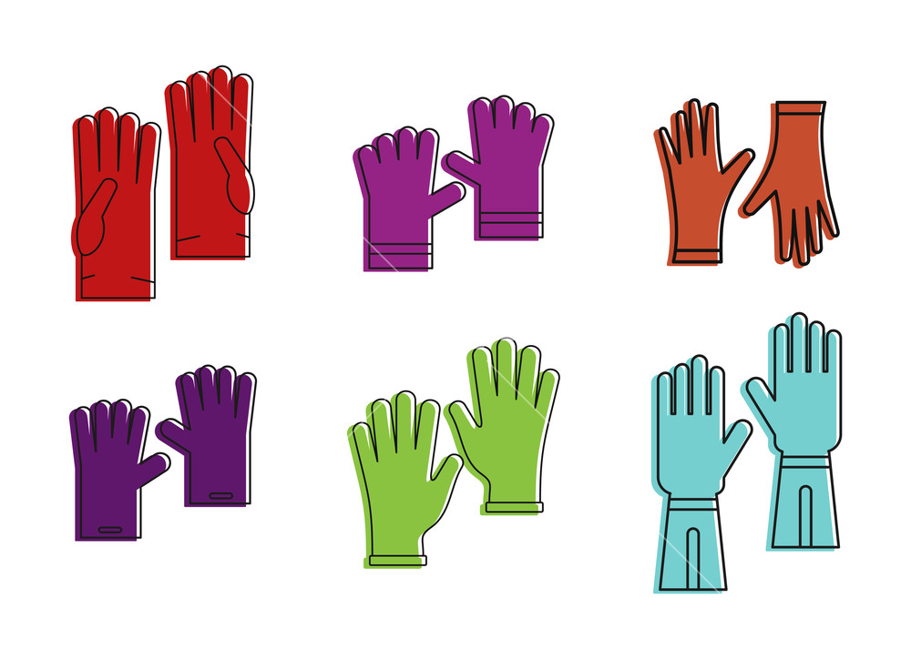 1000x724 Workgloves Icon Set Color Outline Set Of Workgloves Vector Icons