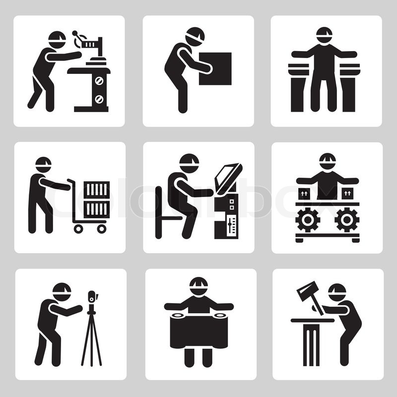 800x800 Technician Work, Industrial Work Icons Stock Vector Colourbox