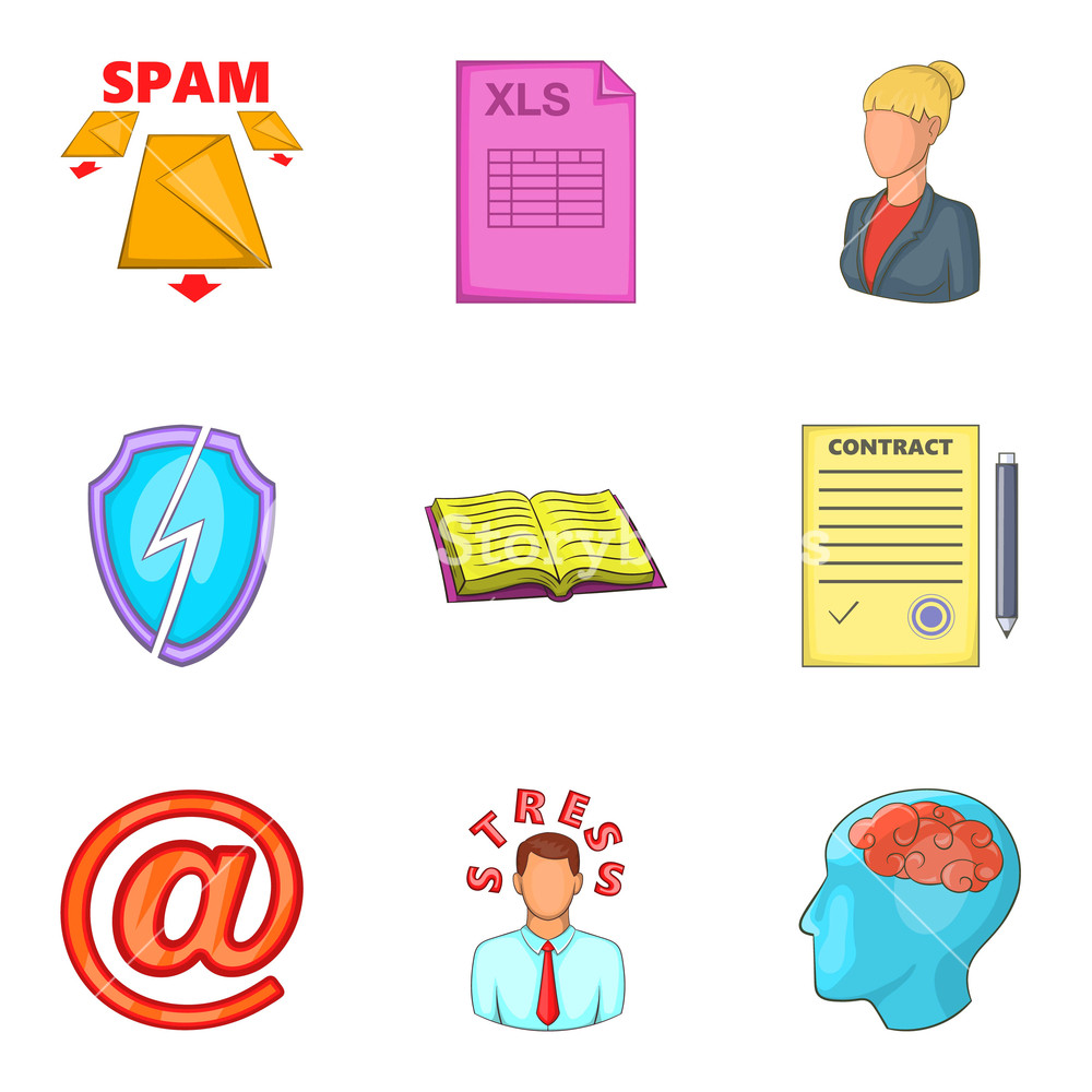 1000x1000 Hard Work Icons Set Cartoon Set Of Hard Work Vector Icons