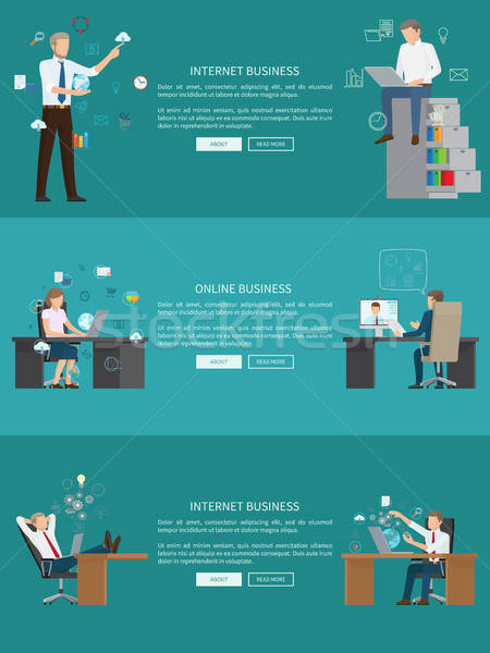 450x600 Internet Business Online Work Vector Illustrations Vector