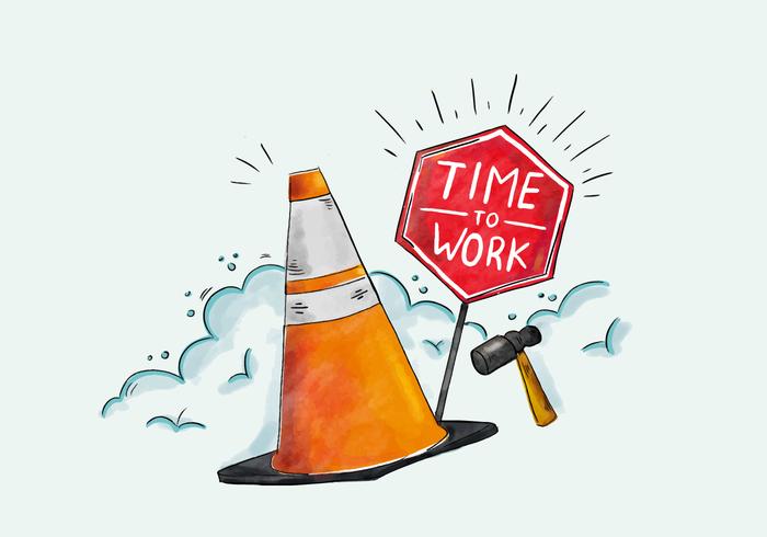 700x490 Watercolor Time To Work Vector