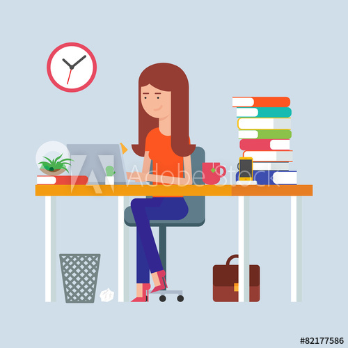 500x500 Workday And Workplace Concept Vector Illustration Of A Woman