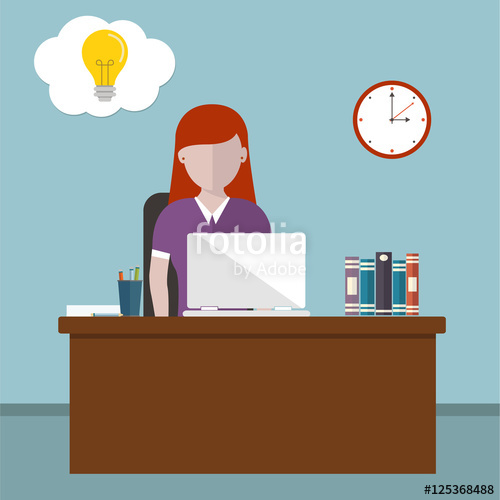 500x500 Workday And Workplace Concept Vector Illustration Of A Woman