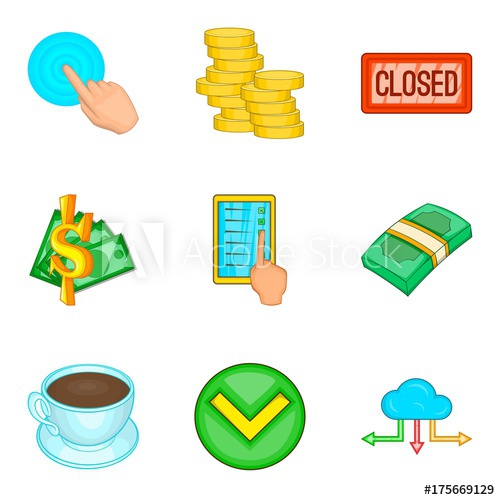 500x500 Workday Icons Set, Cartoon Style
