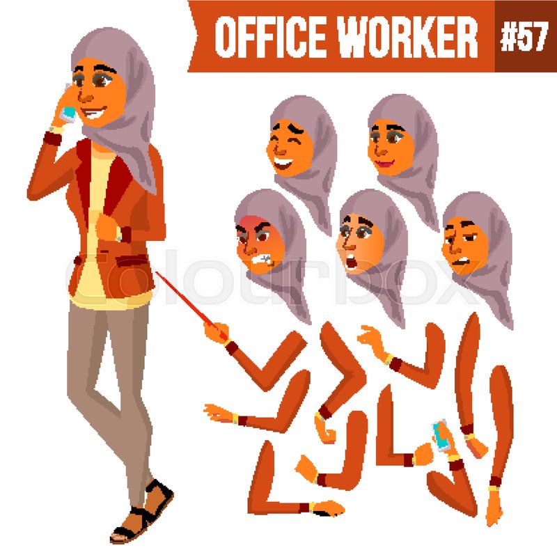 800x800 Arab Office Worker Vector Woman Stock Vector Colourbox