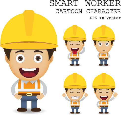 489x464 Cute Cartoon Worker Vector Set Free Download