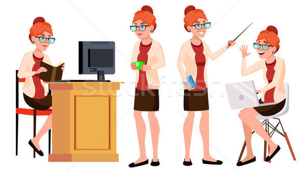 600x337 Office Worker Vector Woman Happy Clerk, Servant, Employee
