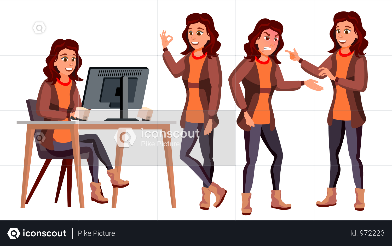 1500x943 Premium Office Worker Vector Woman Professional Officer, Clerk