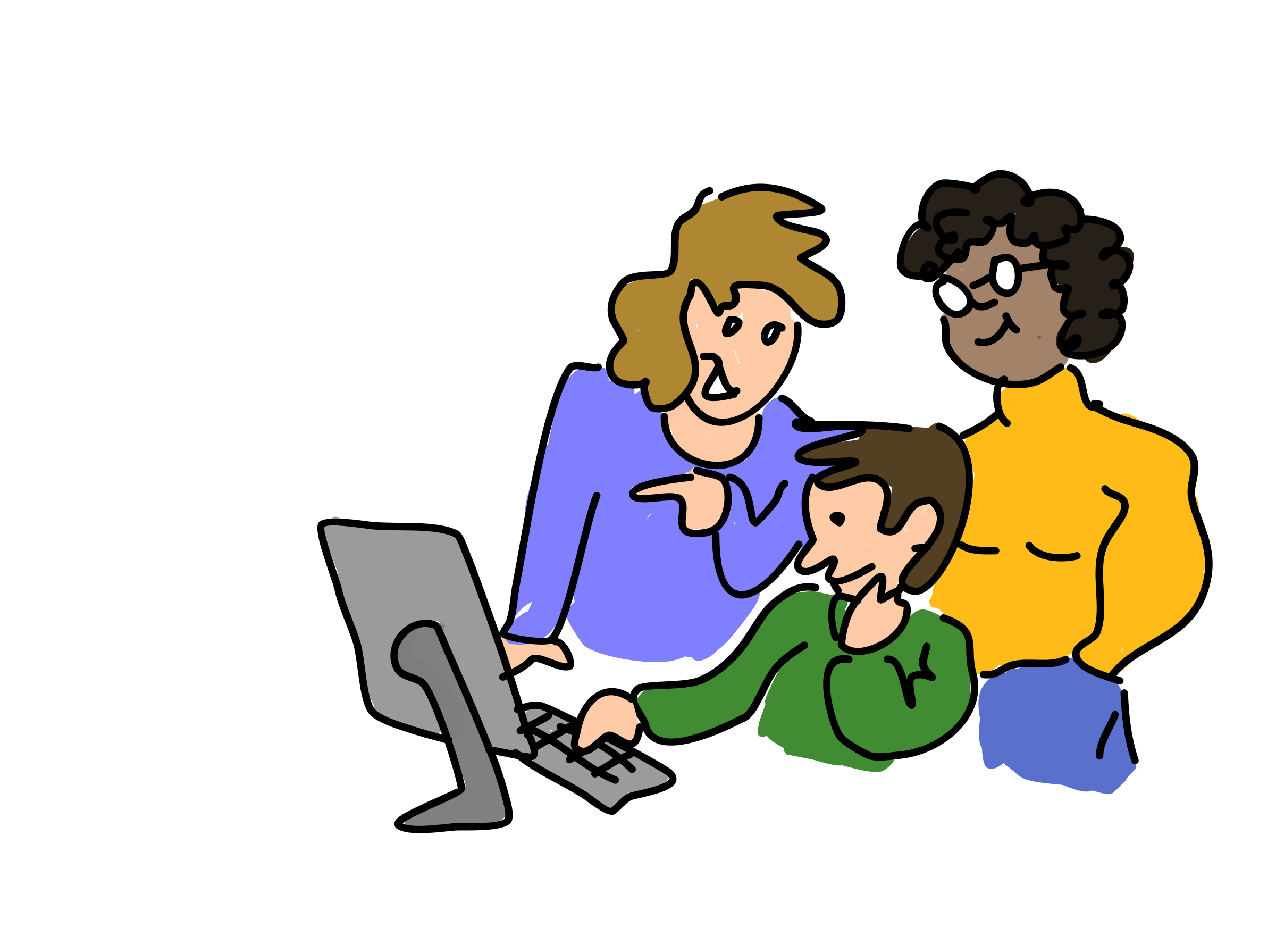 2400x1790 Three People Working Together Vector Clipart Image