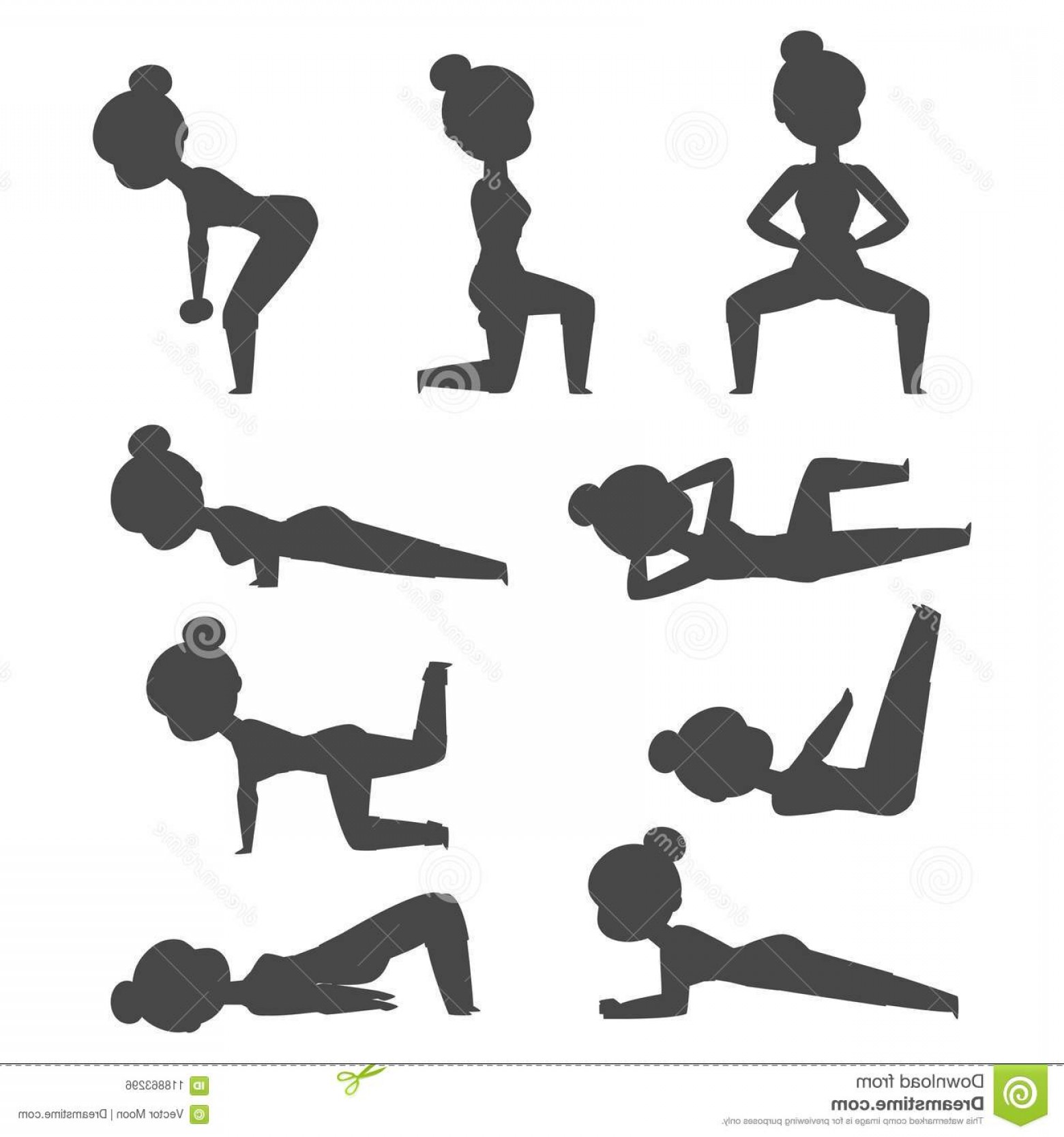1560x1668 Woman Home Workout Vector Silhouette Exercising Home Fitness