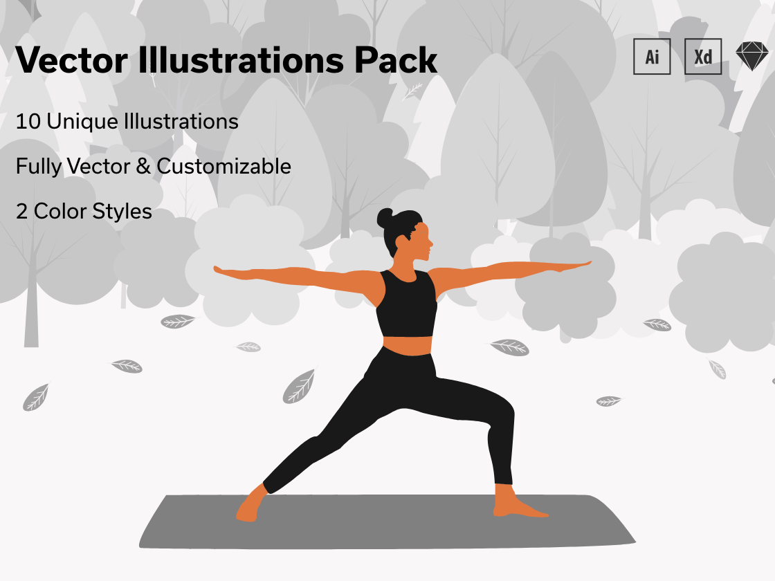 1120x840 Yoga Workout Vector Illustrations