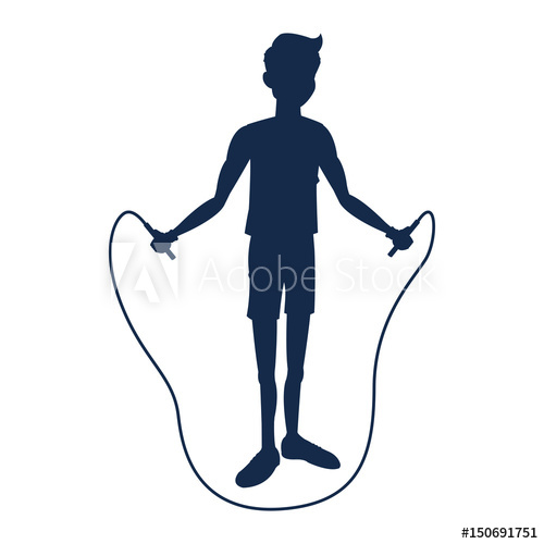 500x500 Silhouette Fitness Man Jump Rope Workout Vector Illustration