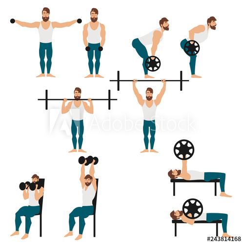 500x500 Bearded Man Doing Workout Vector Illustration Bearded Man Doing