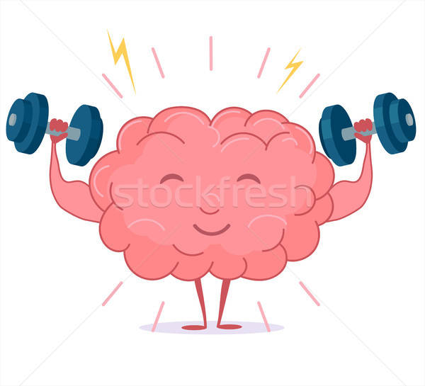600x545 Brain Training With Dumbbells, Mind Workout Vector Vector