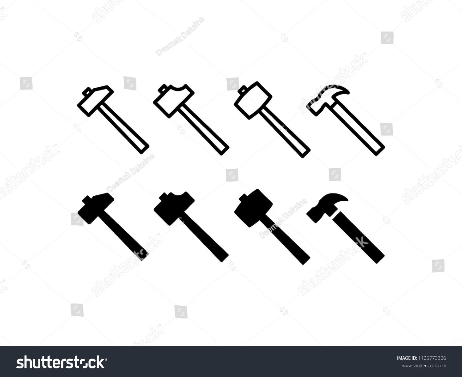 1500x1225 Hammer Icon Set Hammer, Construction, Tool, Equipment, Repair