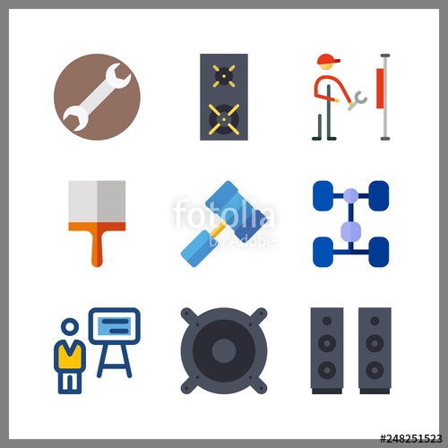 500x500 Workshop Icon Vector Illustration Workshop Set Chassis